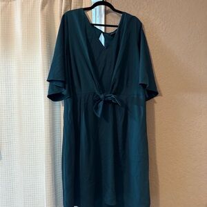 City Chic Blue Tie Front Midi Dress with Flutter Sleeves